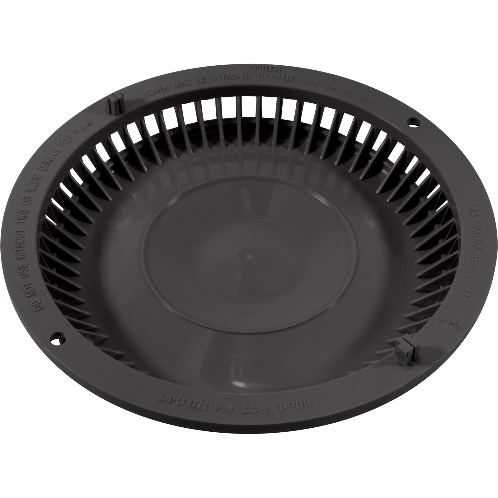 AFRAS INDUSTRIES 11064DKGY Main Drain Cover, Afras, Anti Vortex, Dark Gray,