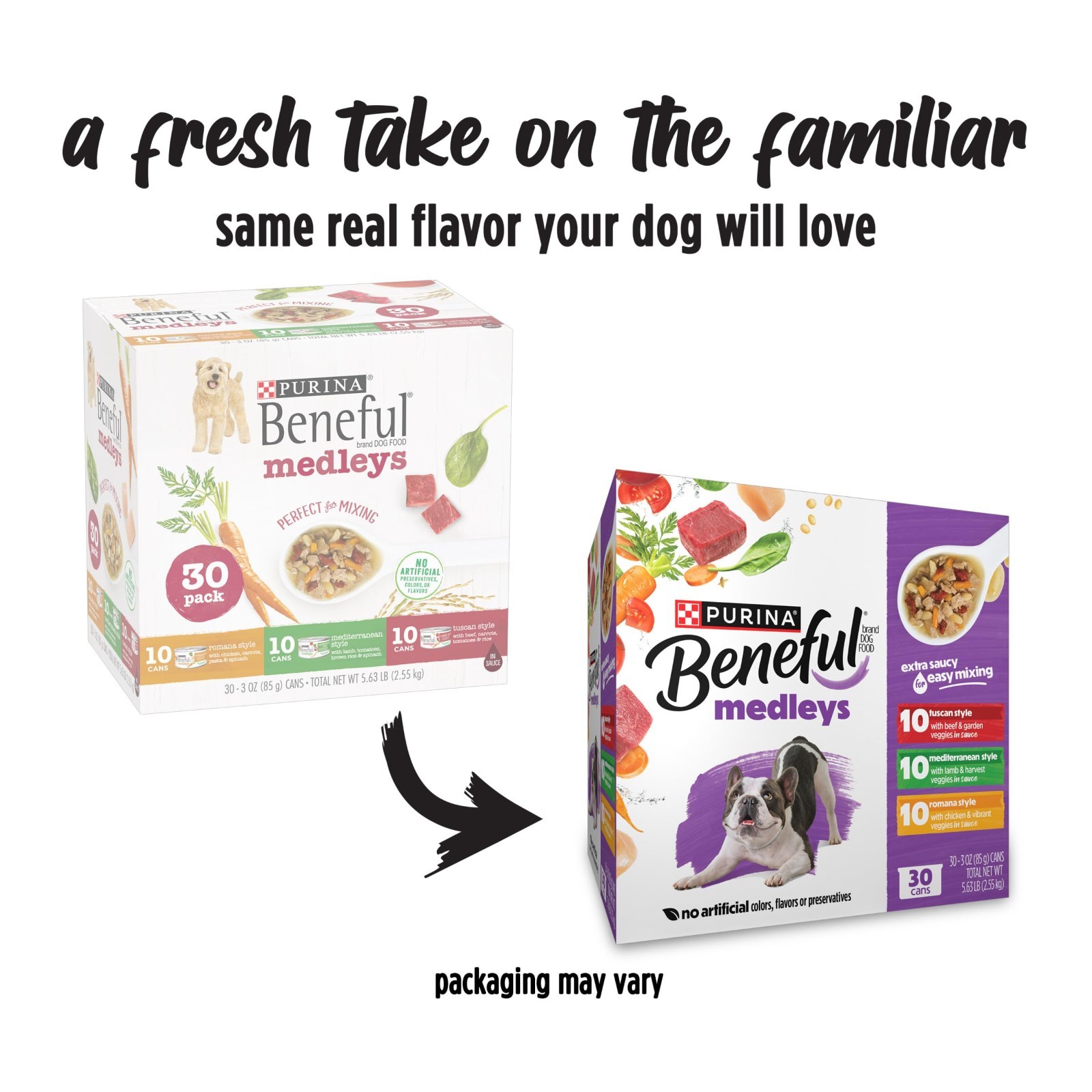 Purina Beneful Medleys Wet Dog Food Variety Pack, (Pack of 90) 3 oz. Cans