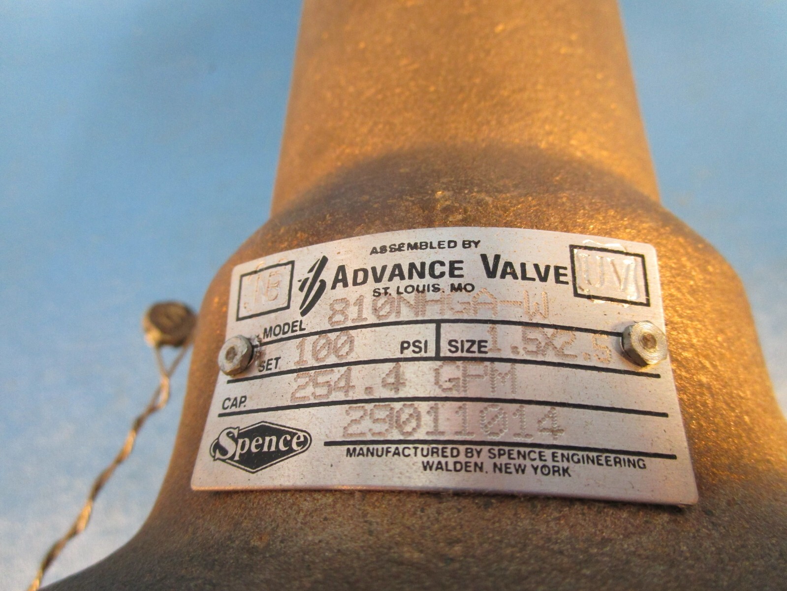 SPENCE 810NHGA-W, Safety Relief Valve, SIZE 1.5 X 2.5