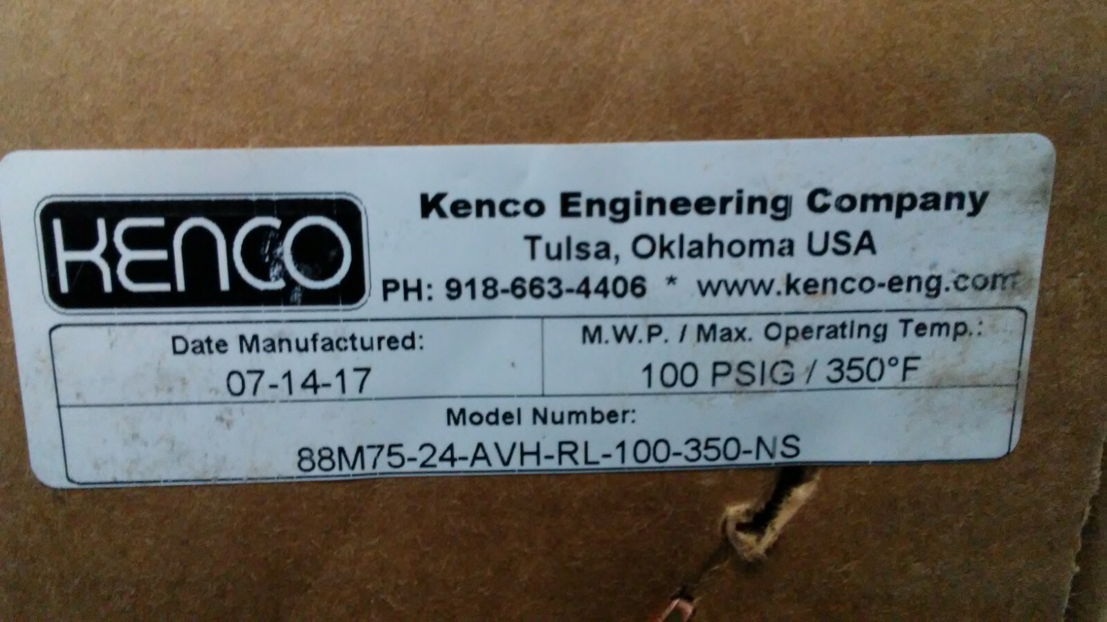 NIB! KENCO 100-PSIG 0-22″ AMBIENT FLOW METER GAUGE 88M75-24-AVH-RL-100-350-NS