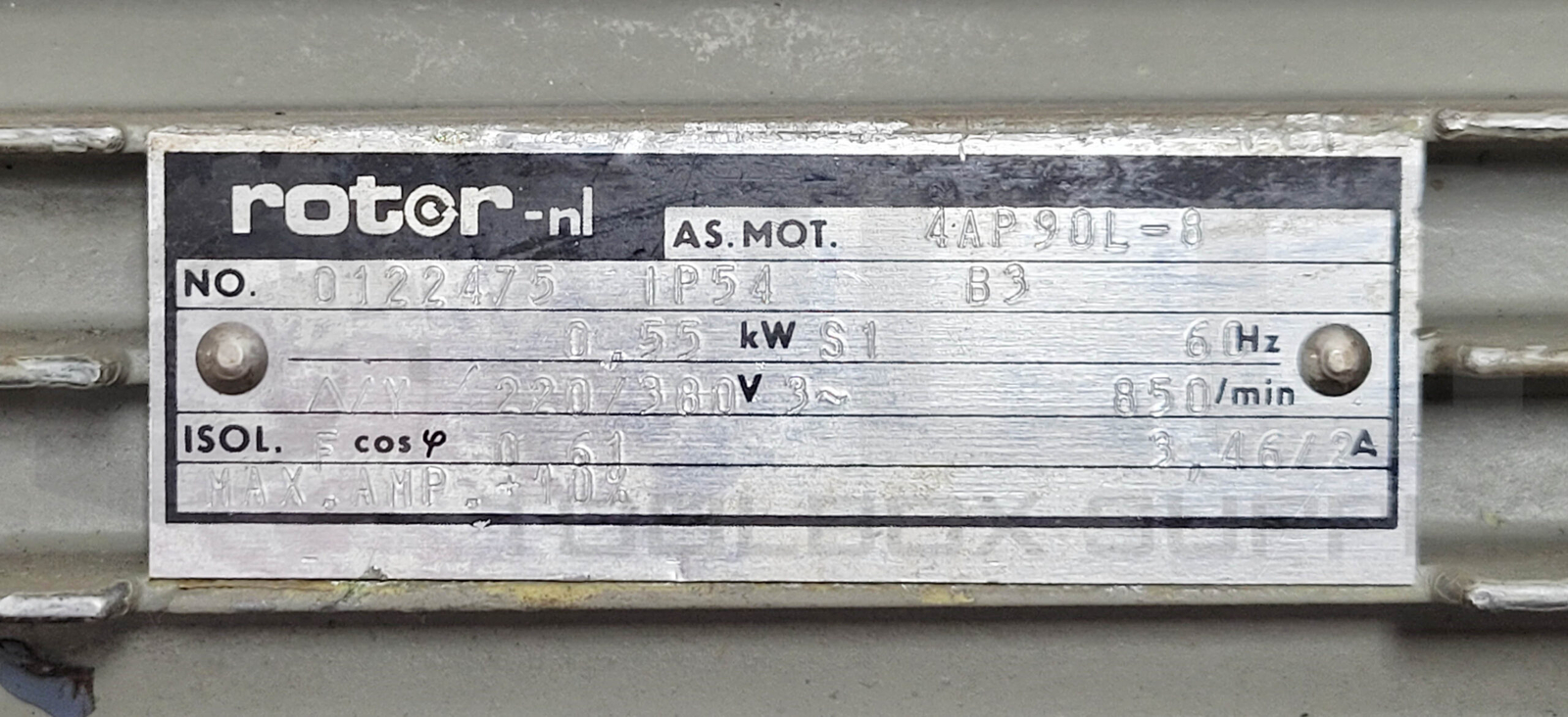 ROTOR-NL 4AP90L-8 ELECTRIC MOTOR IP54 0.55KW 60HZ 3~850RPM 220/380V 3.64/2A