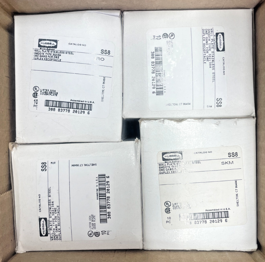 Hubbell SS8 Stainless Steel 40Pc Flush Cover Plates