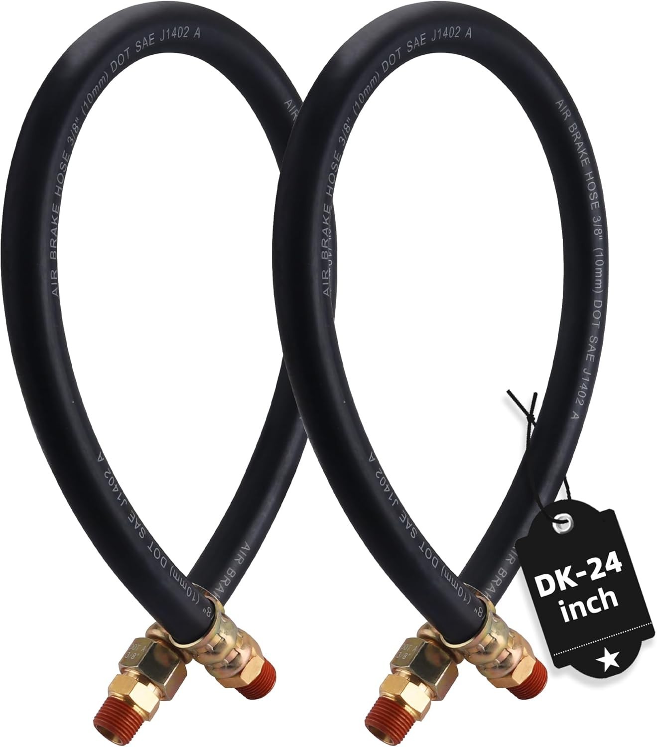2PCS 3/8” Air Brake Chamber Hose, Dazakoot 3/8” Fit End x 3/8” Swivel End