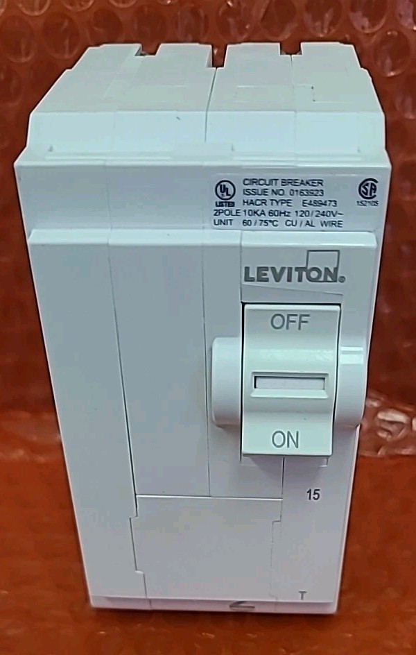 Leviton LB215-T 2-Pole Plug-On Standard Branch Circuit Breaker, Thermal