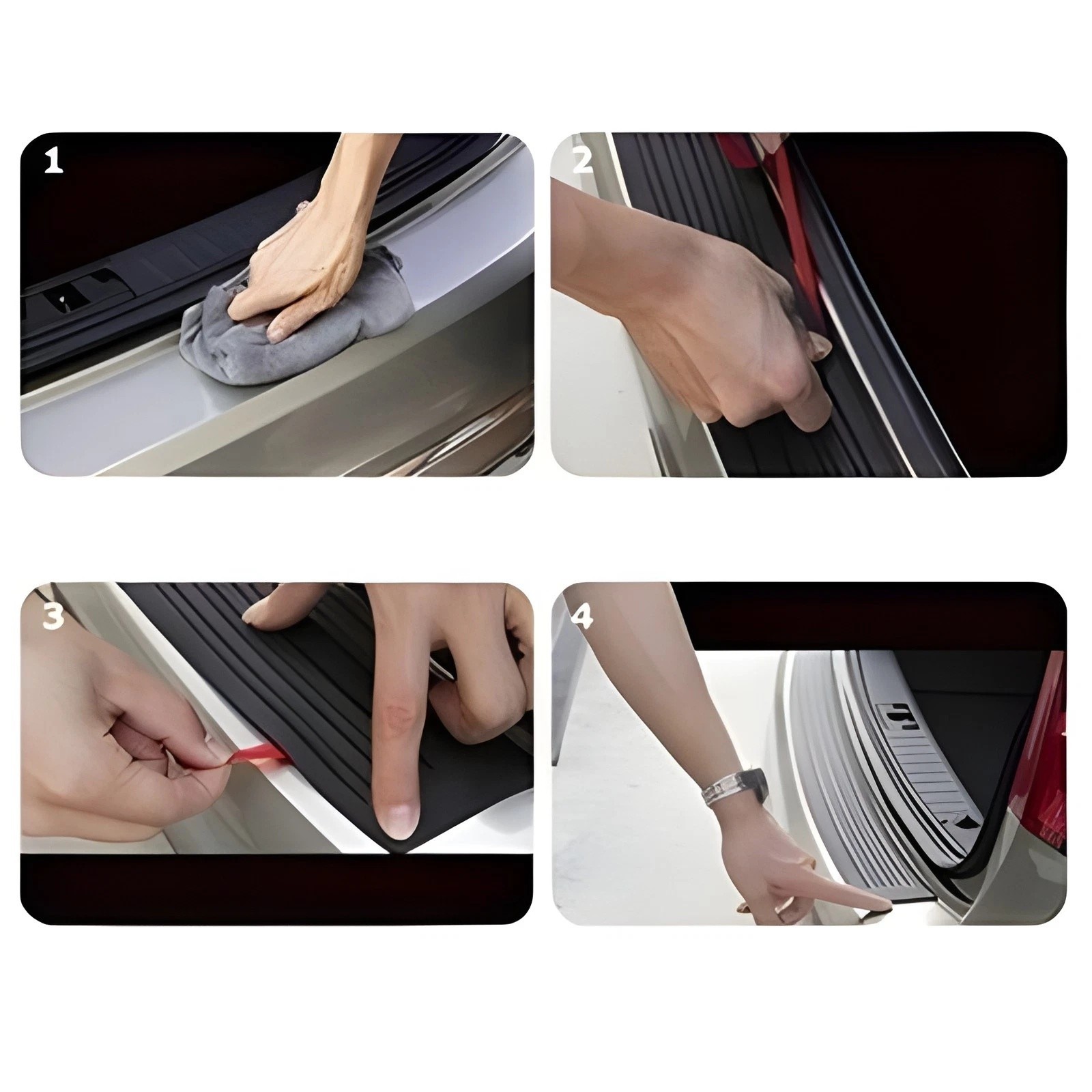 Rear Bumper Protector Guard Black Rubber Scratch Pad Trim Cover Universal