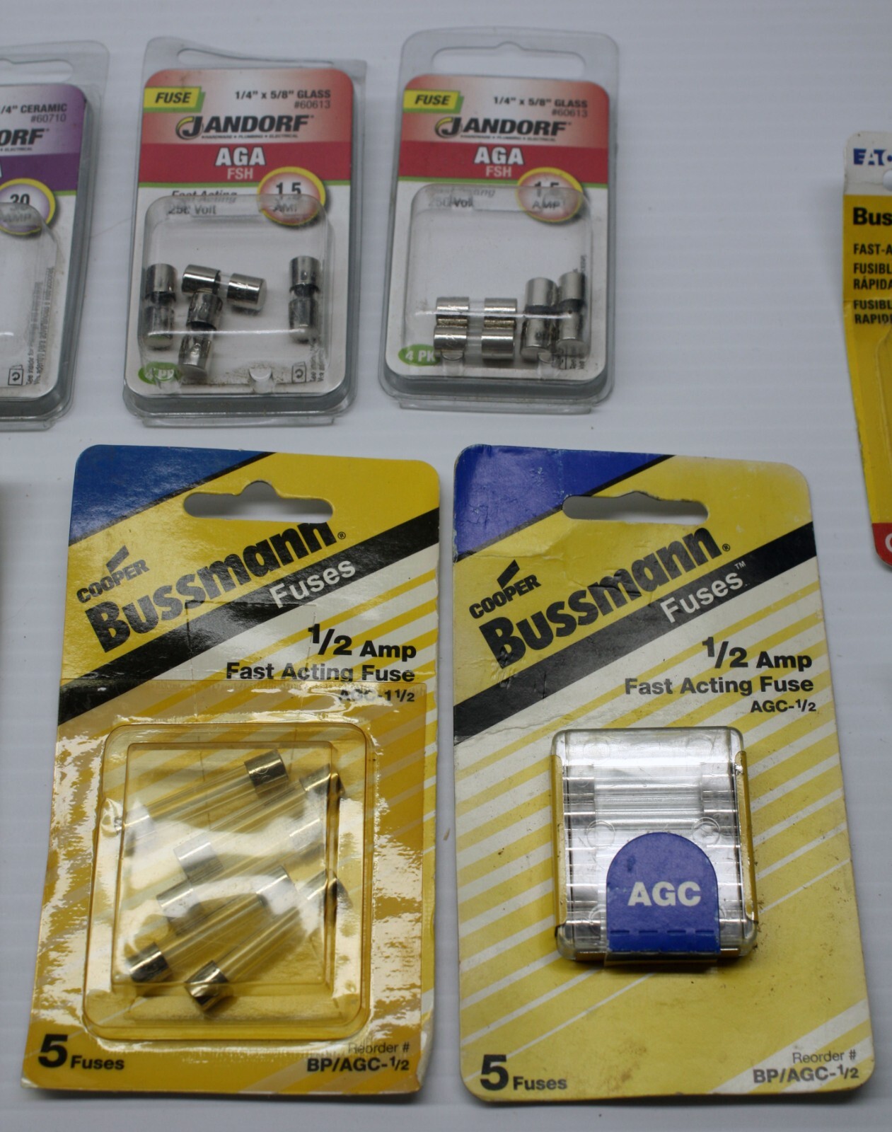 Bussmann Jandorf Assorted Fuse Lot AGA AGC MDA MDL GMA 10A 1 1/2A HEF-2