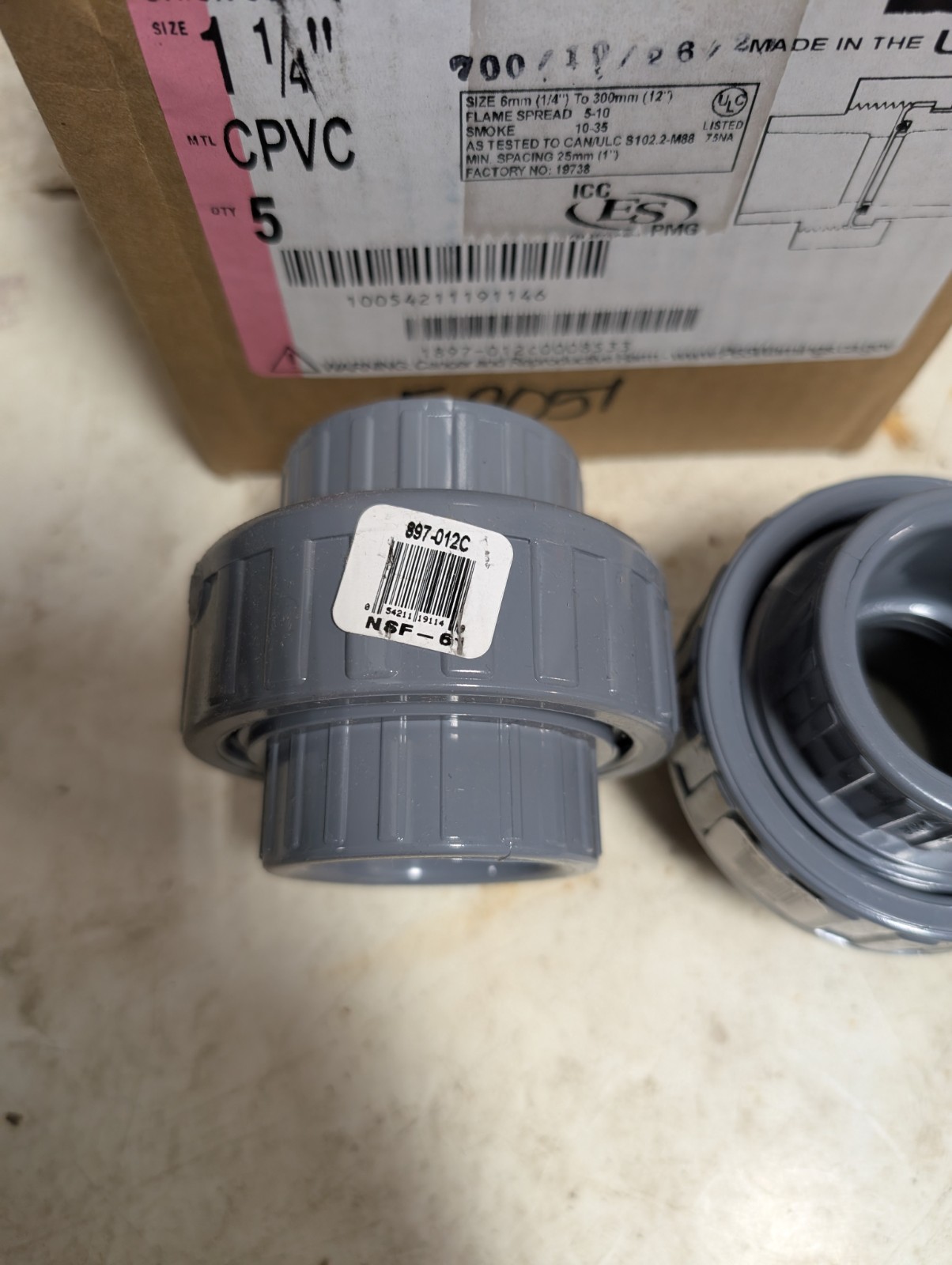 5x Spears 897-012C 1-1/4 CPVC UNION Socket By Socket EPDM !Charity!