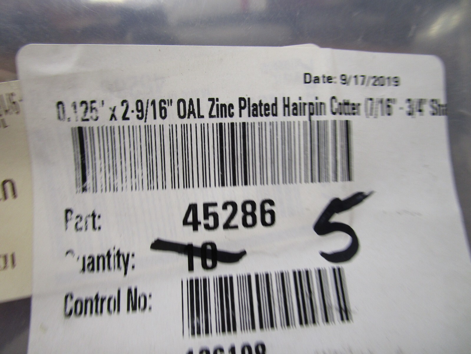 0.125″ x 2-9/16″ OAL Zinc Plated Hairpin Cotter (7/16″ – 3/4″ Shaft Size) QTY 5