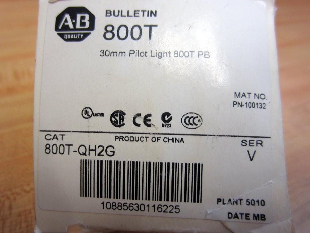 Allen Bradley 800T-QH2G Pilot Light 800TQH2G W/800TC-N374