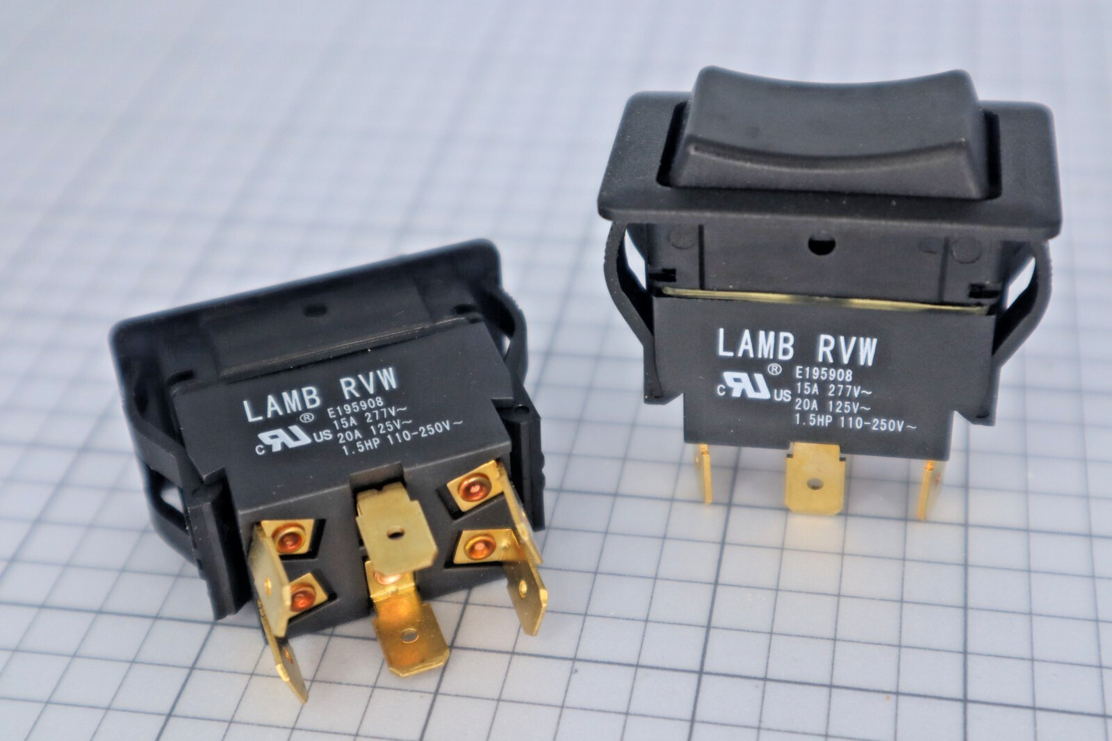 *Lot of 5* E-Switch RVW4KD1100 Rocker Switch DPDT ON-OFF-ON 20A 125VAC