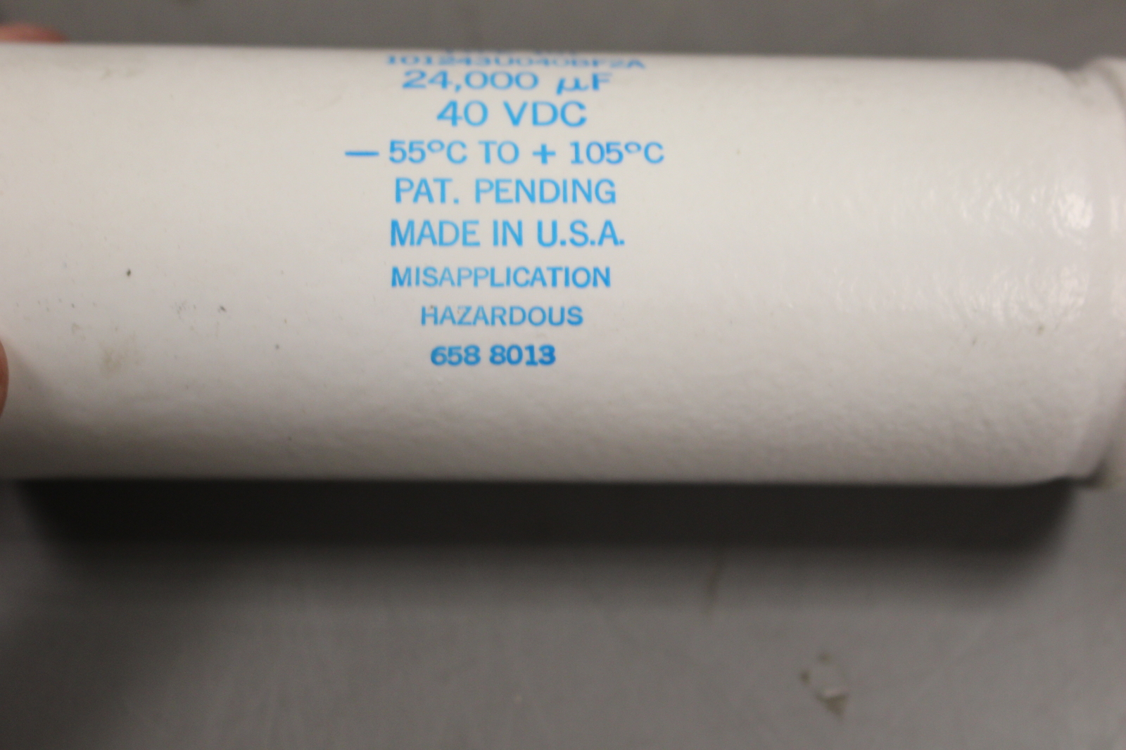 Electrolytic Fixed Capacitor, 101243U040BF2A, 77C717442P011, White, New