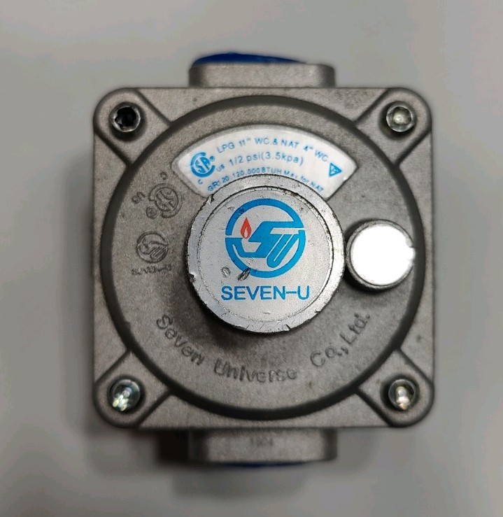 Seven-U LPG 11″ WC & Nat 4″WC 1/2 PSI (3.5kpa). 120,000BTUH Max