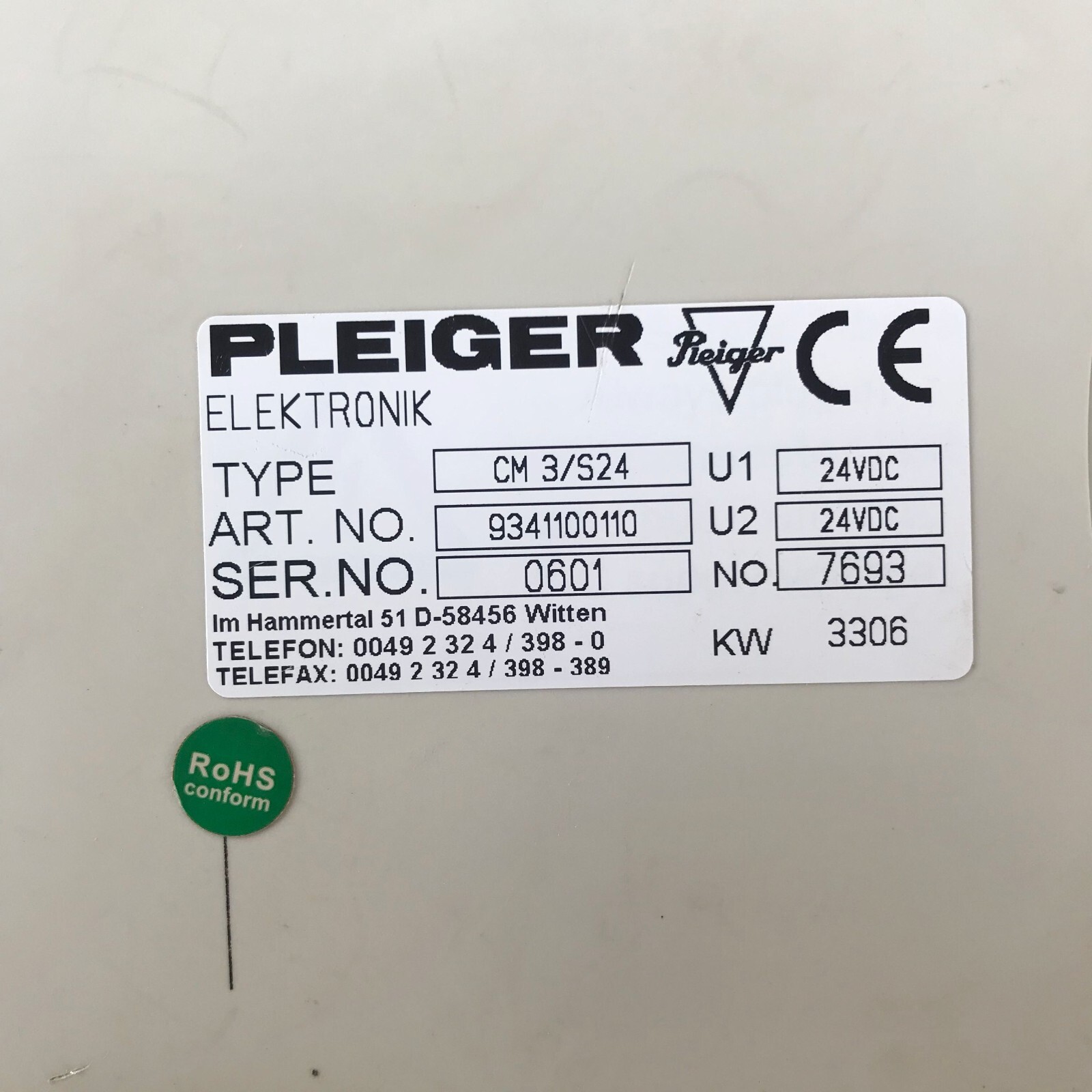 PLEIGER CM3/S24 CONTROL MODULE CM3S24 9341100110 [4]