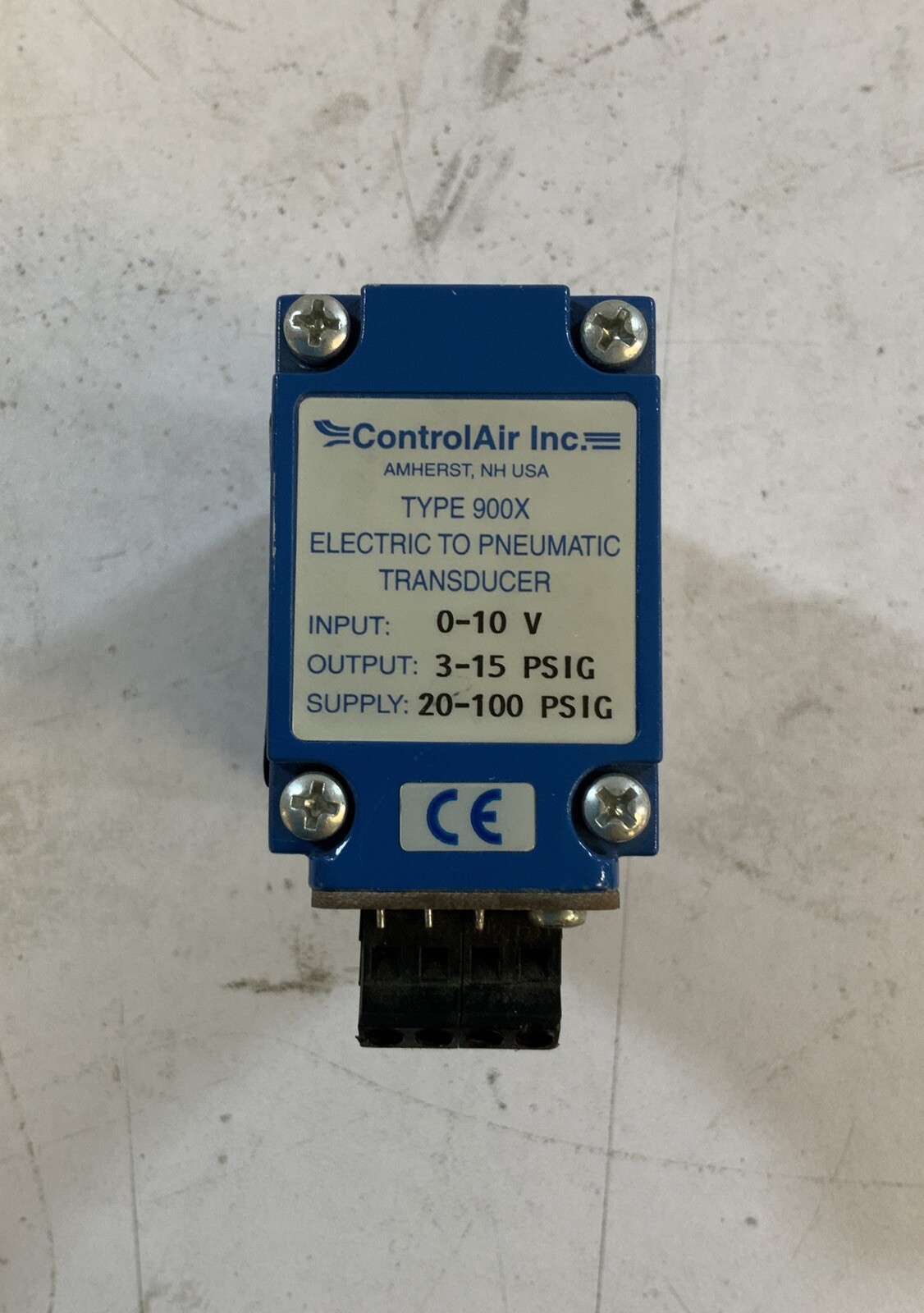 CONTROLAIR INC. TYPE 900X ELECTRIC TO PNEUMATIC TRANSDUCER 1 – 10V NS H6D