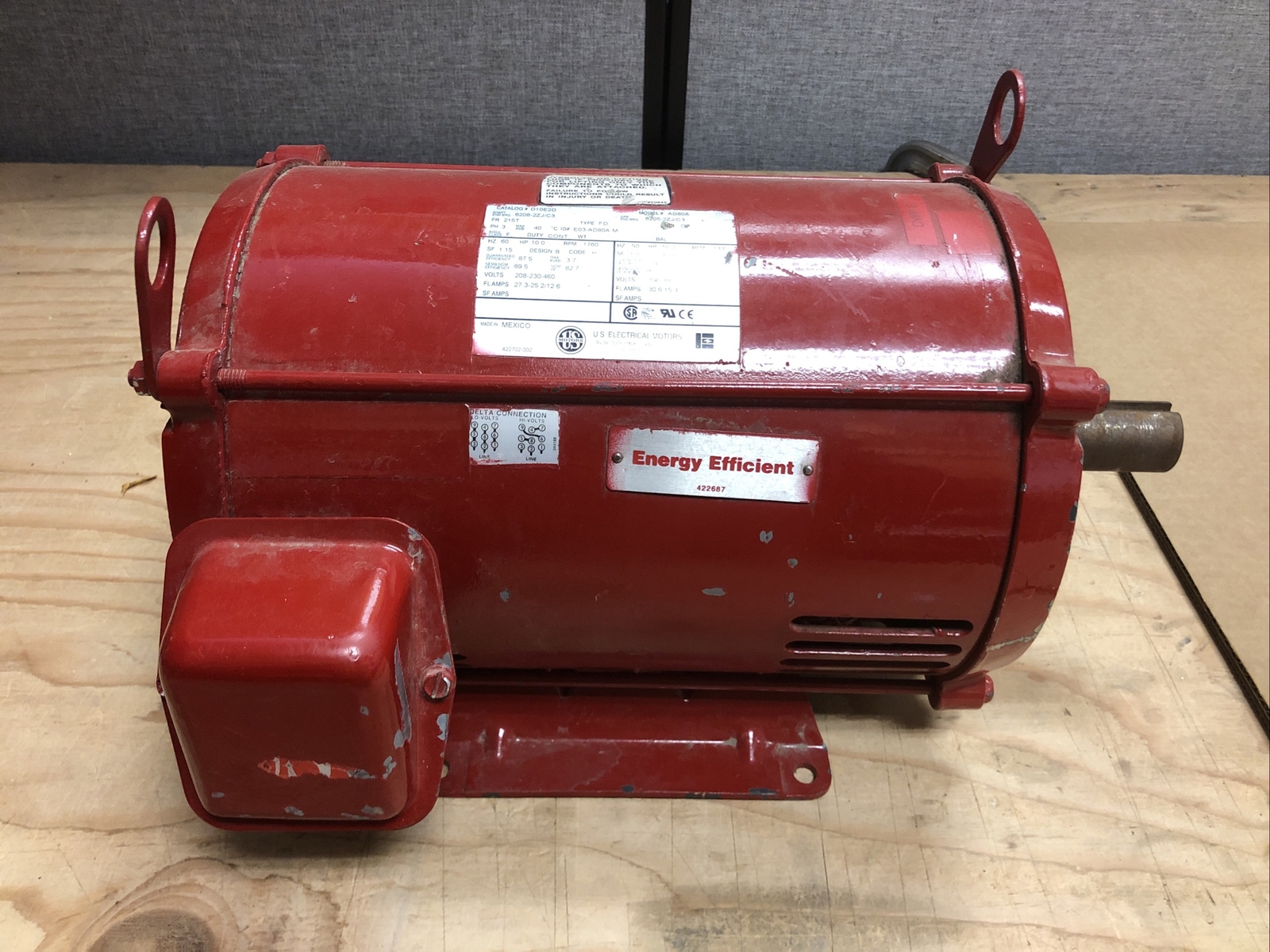 EMERSON/US MOTORS D10E2D ELECTRIC MOTOR 10 HP 1760/1445 RPM 3 PH 230/460 Respool