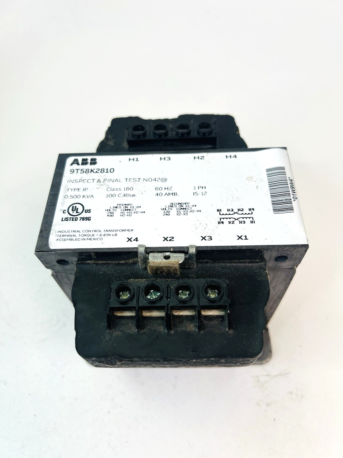 ABB 9T58K2810 Low Voltage Dry Type Transformer 1 Phase