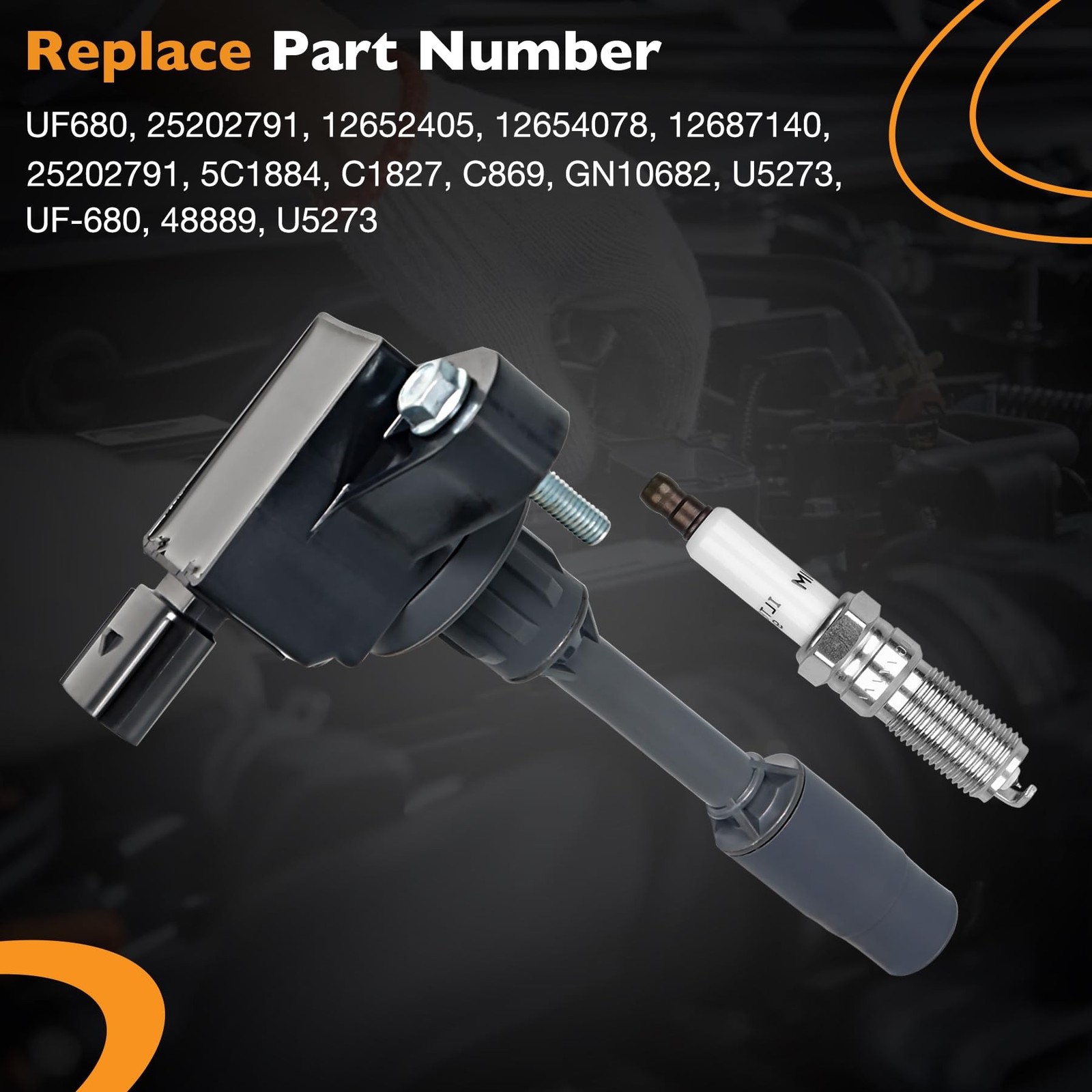 HQPASFY Ignition Coil Pack UF680 & Iridium Spark Plugs Set of 4 Compatible wi…