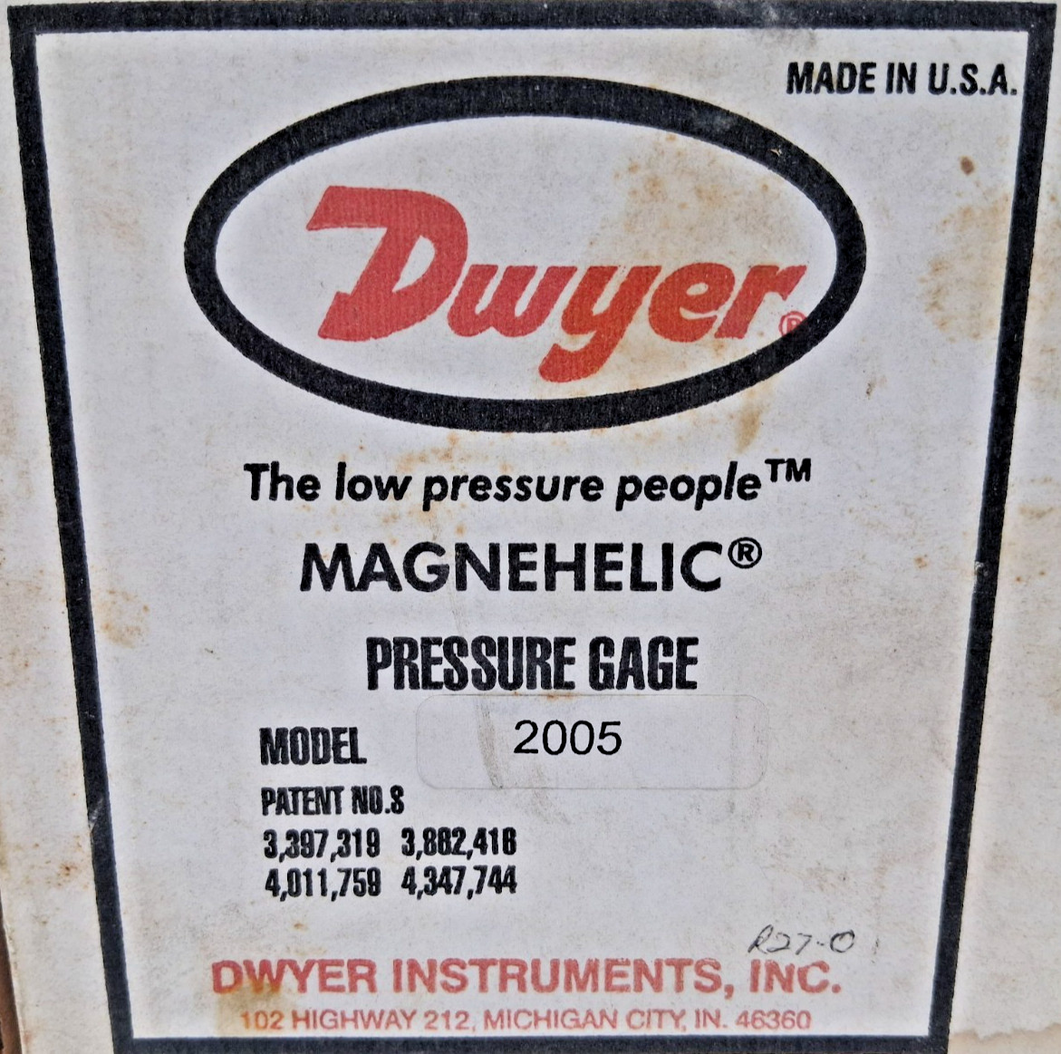 Dwyer 2005 Magnehelic Pressure Gauge 0-5″ Range