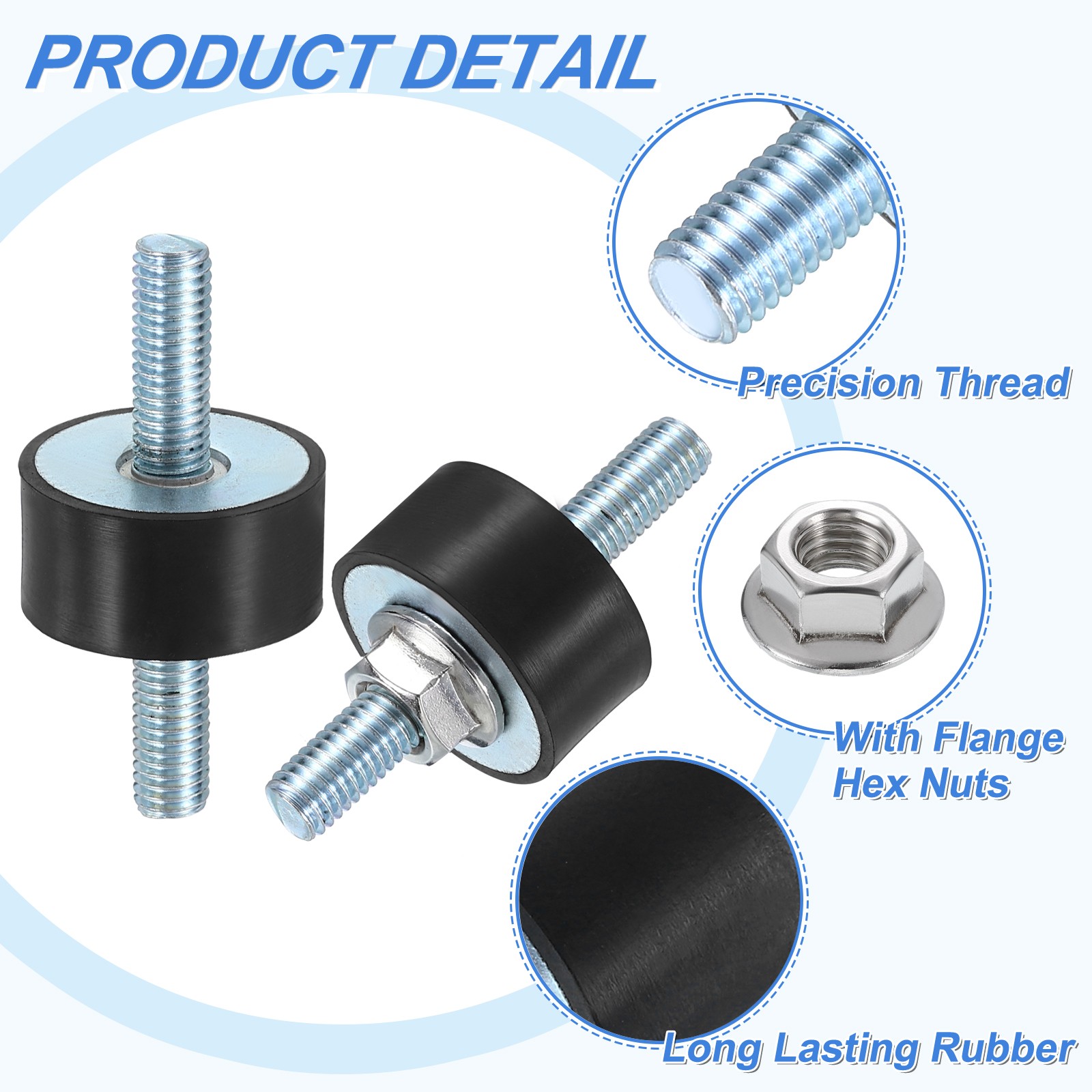 M8 x 23mm Rubber Mounts, 15 x 29mm Rubber Vibration Isolator with Nuts