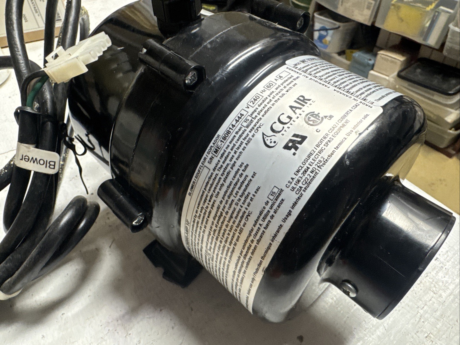 CG Air Systems ME-240/60-AMP Blower 230v 4.0A 3ft AMP Cord