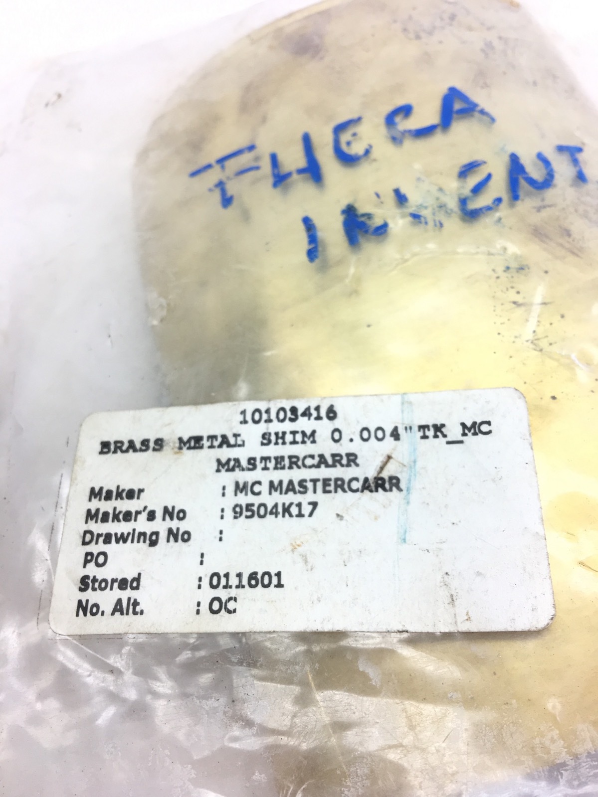 NEW MC MASTERCARR 9504K17 BRASS METAL SHIM 0.004, FAST SHIPPING! H67