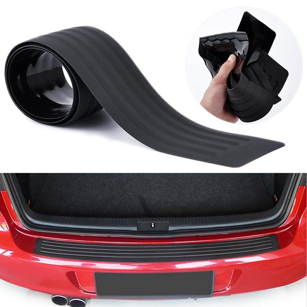 Universal Rear Bumper Protector Guard Black Rubber Scratch Resistant Trunk