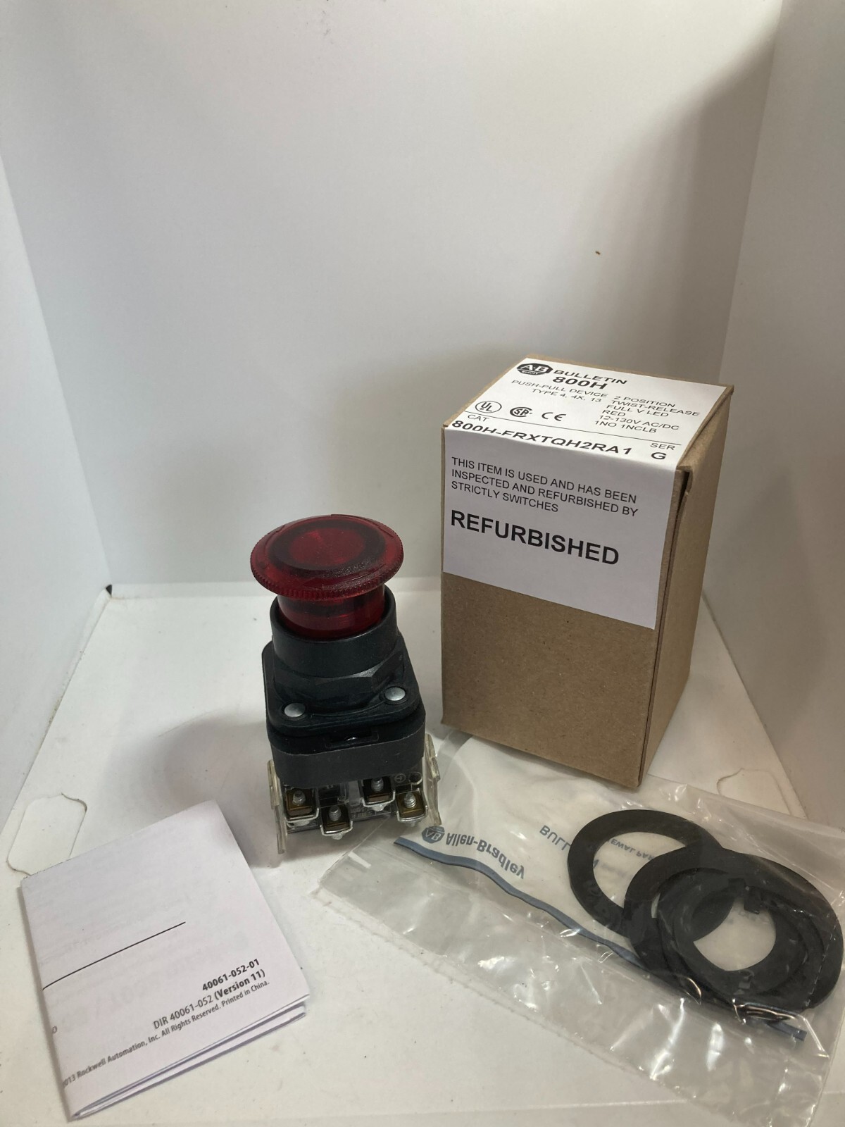 ALLEN BRADLEY 800H-FRXTQH2RA1 PUSHPULL 2 POS TWIST REL RED 1NO/1NCLB SERIES G