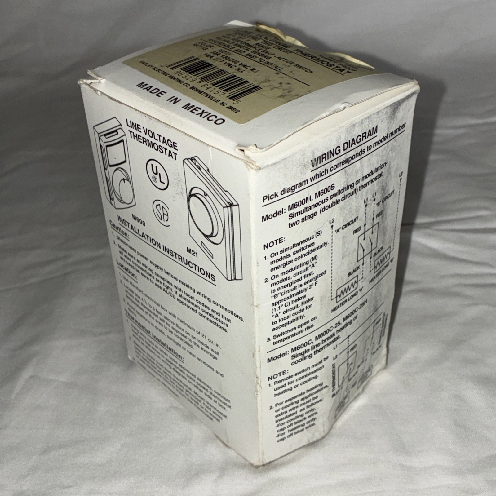 MARLEY LINE VOLTAGE THERMOSTAT TWO CIRCUIT 45F-75F Range Model M600M 120/240V
