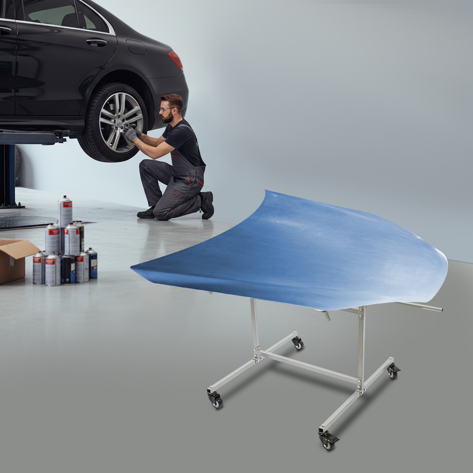 Mobile Wheel Rim Painting Stand F02 With Swivel Casters 300lbs Heavy Duty Rack