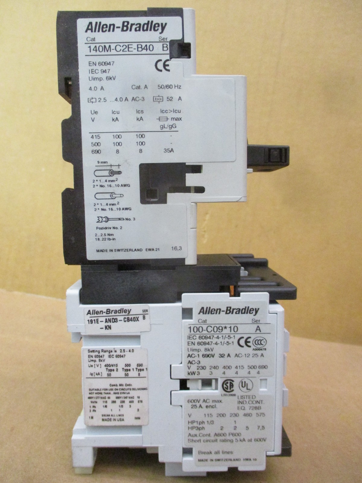 New Open Box Allen-Bradley 191E-AND3-CB40X-KN Contactor 100-C09 53084NADC