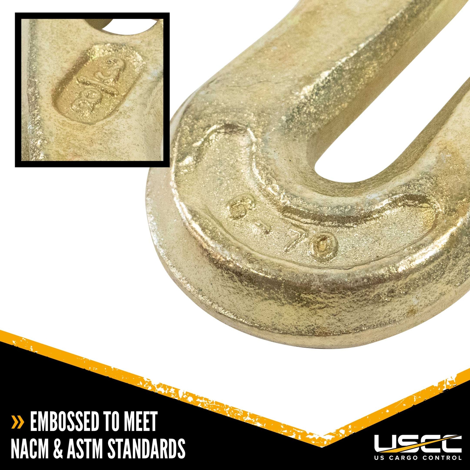 USCC 3/8″ G70 Clevis Grab Hook – Secure Load To A Truck Or Flatbed Trailer – 2PK