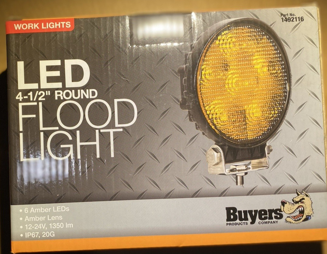 Buyers Products 1492116 4.5 Inch LED Flood Light Salt Light Amber (12-24v)