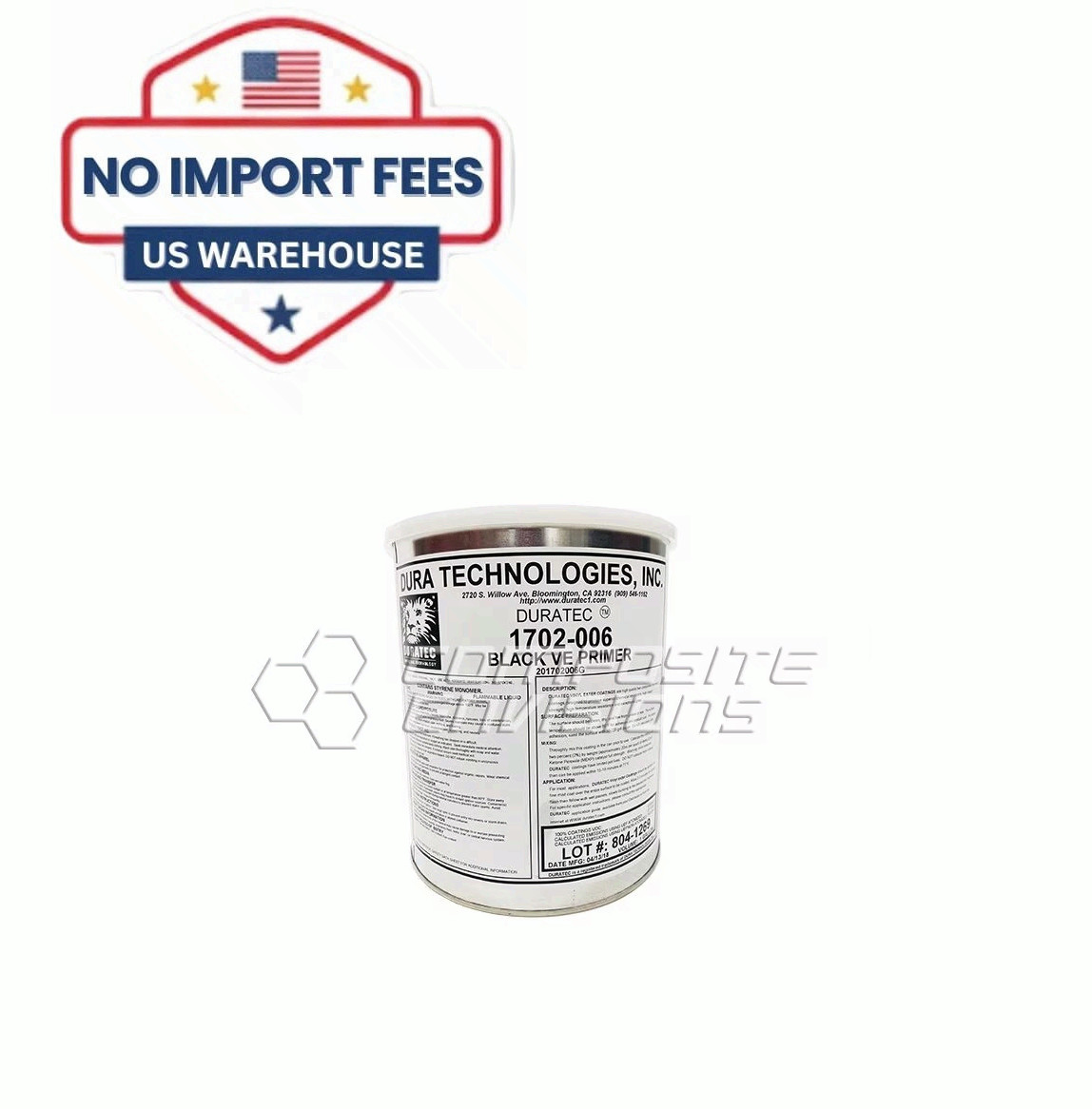 Duratec 1702-006 Black Vinyl Ester Primer 1 Gallon High Build Composite Coating