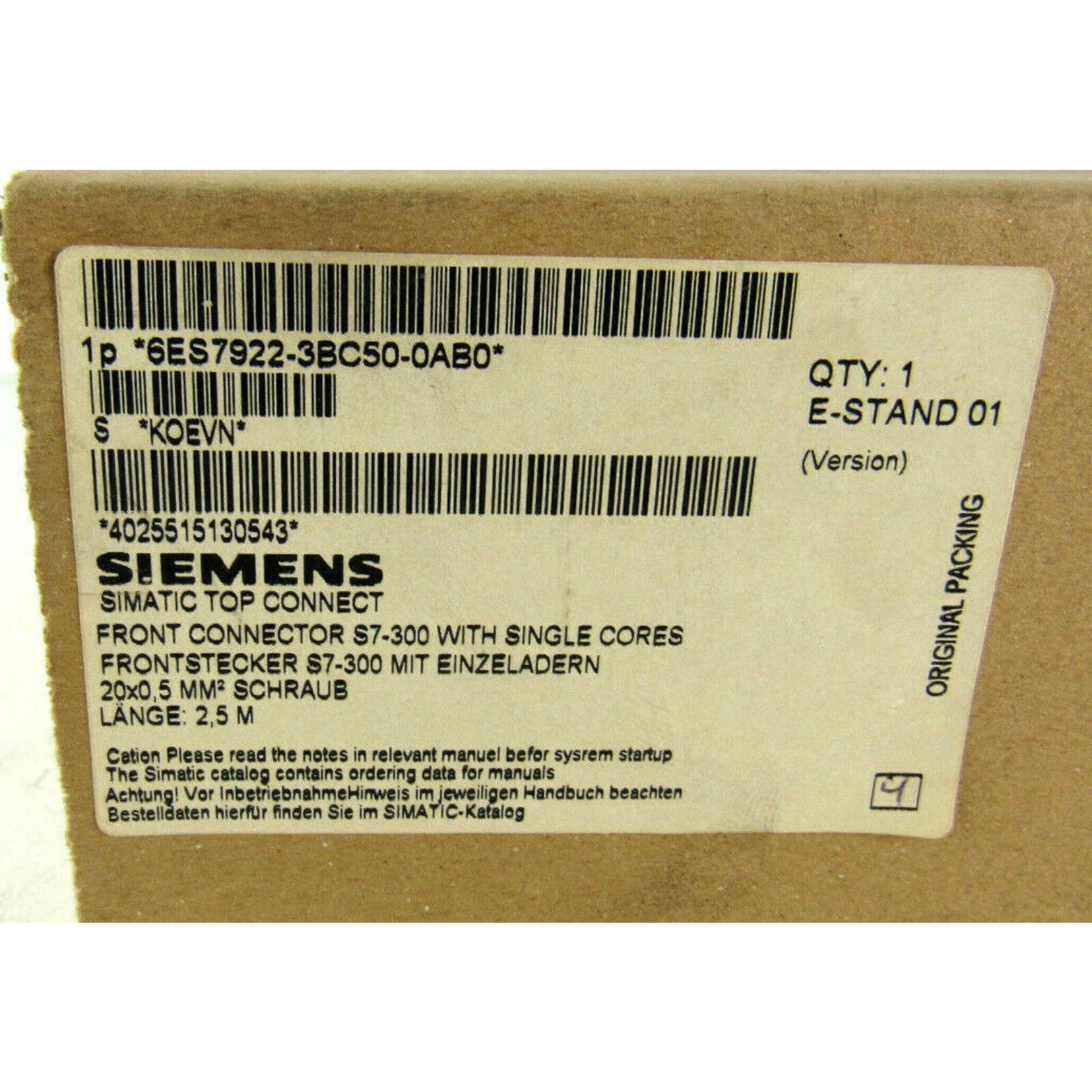 Siemens SITOP Connection 6ES7922-3BC50-0AB0 Simatic S7