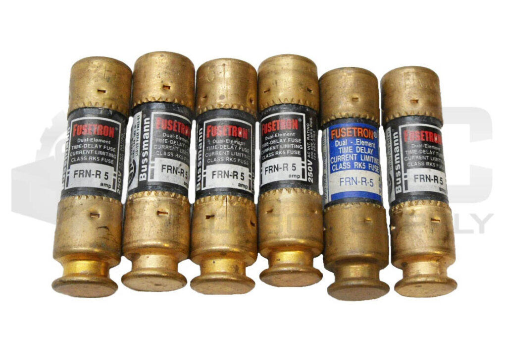 LOT OF 6 NEW BUSMANN FRN-R-5 TIME DELAY FUSE 5A 250VAC