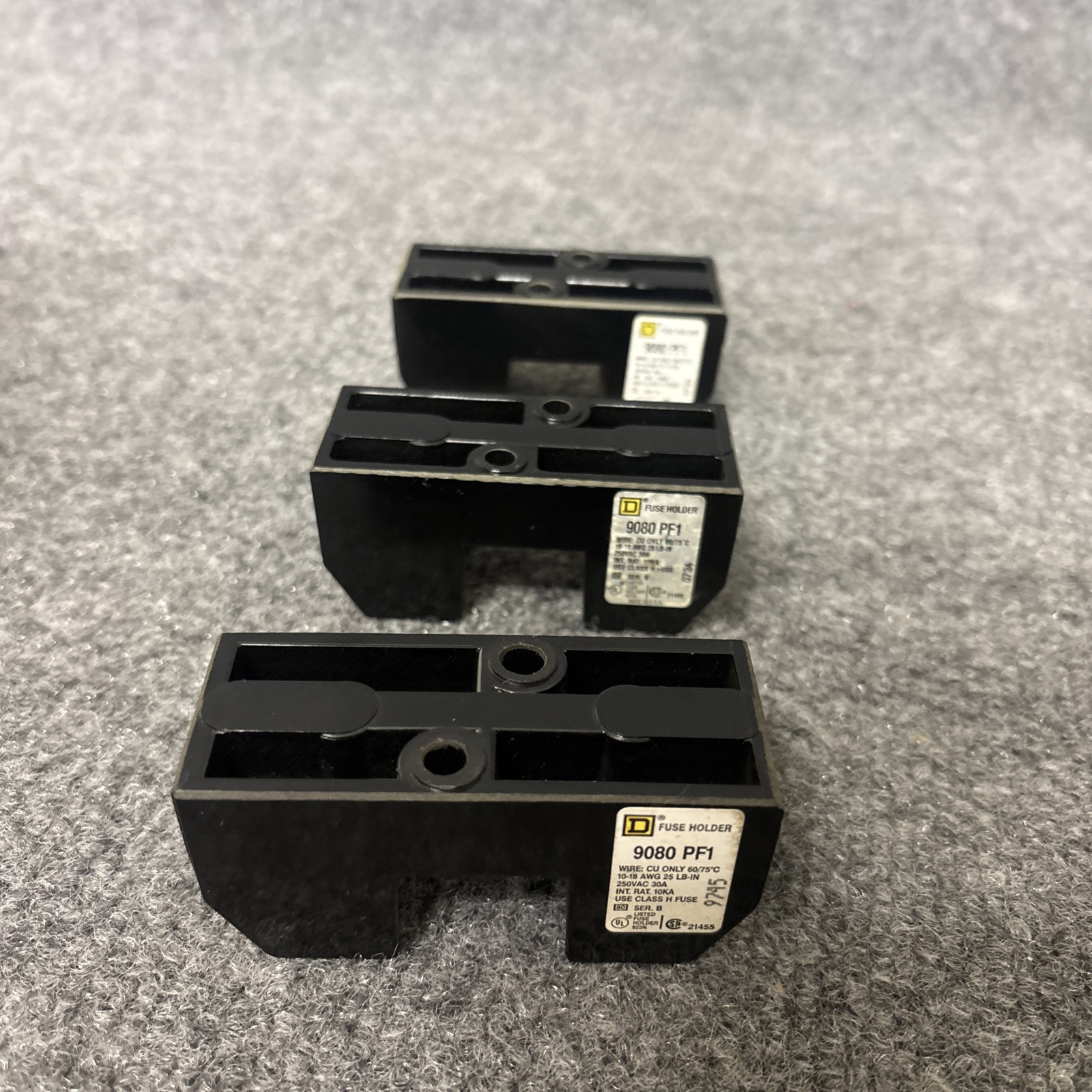 Lot of 3 – Square D 9080PF1 Fuse Holder 30A 250V 1 pole New Other