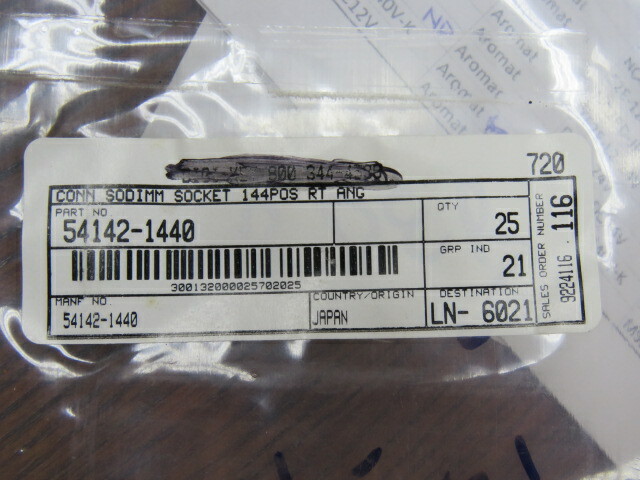 MOLEX 541421440 Qty of 25 per Lot Conn SO DIMM Socket SKT 144 POS 0.8mm Solder