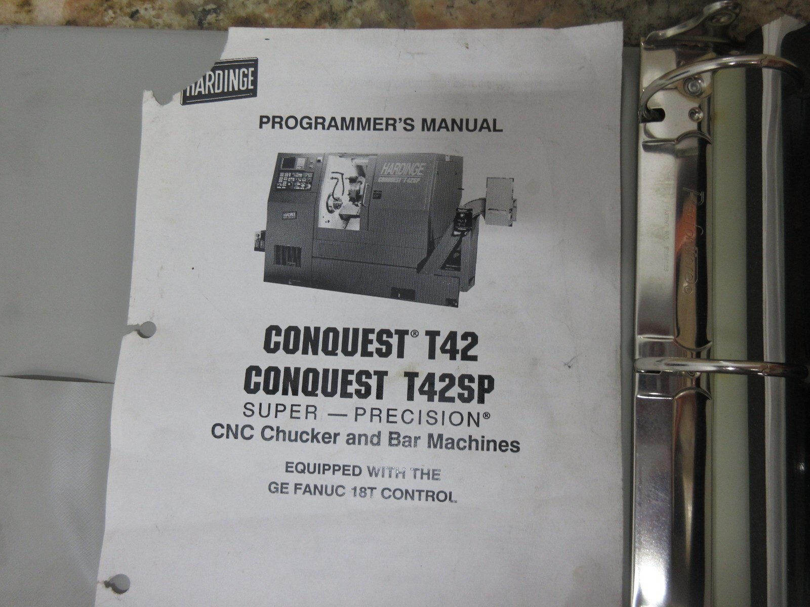 HARDINGE COBRA 42 CNC LATHE PROGRAMMING MANUAL WITH VHS AND TAPE T42 T42SP