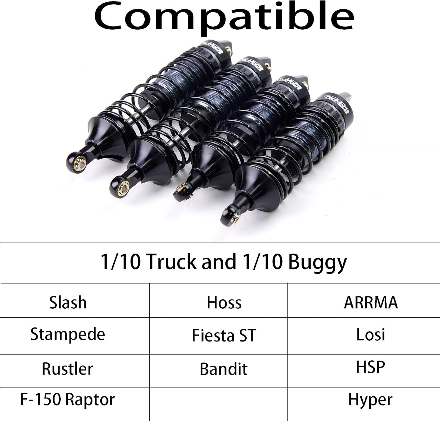 Large caliber shock absorbers suitable for 1/10 RCTraxxas Slash 2WD/4X4