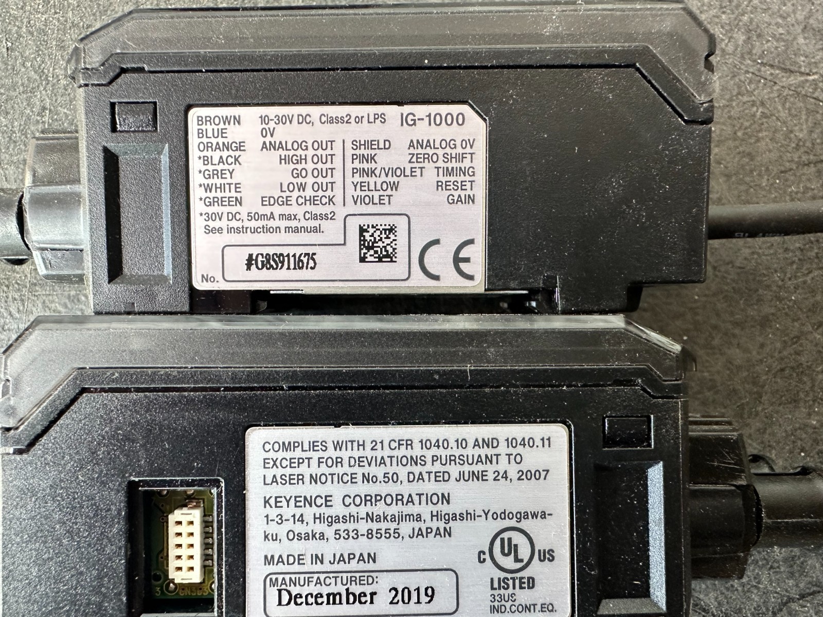 KEYENCE IG-1000 SENSOR And KEYENCE IG-1050