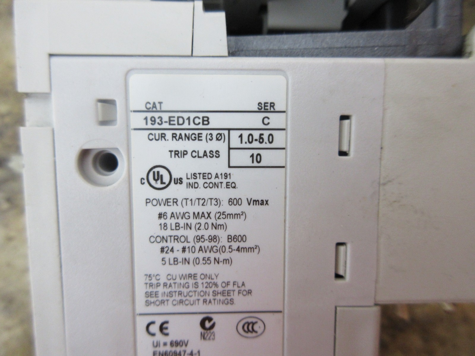 HAAS VF2 CNC MILL ALLEN BRADLEY 100-C09*10 A 193-ED1CB CONTACTOR LOT OF 2 PIECES