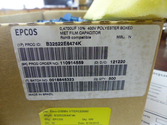 EPCOS B32522E6474K Qty of 25 per Lot 0.47�F Film Capacitor 200V 400V Polyester
