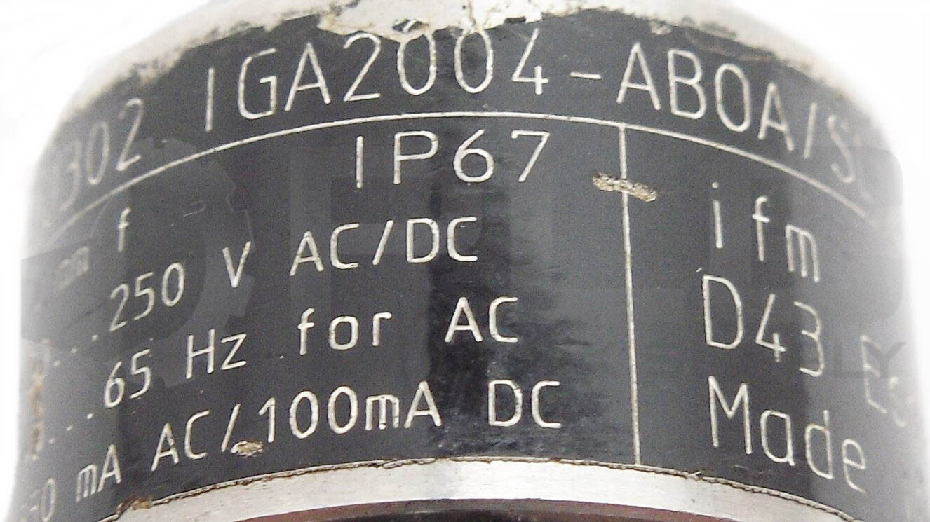IFM IG0302 IGA2004-ABOA/SL/V2A/LS 4MM 20-250V AC/DC 350MA PROXIMITY SWITCH