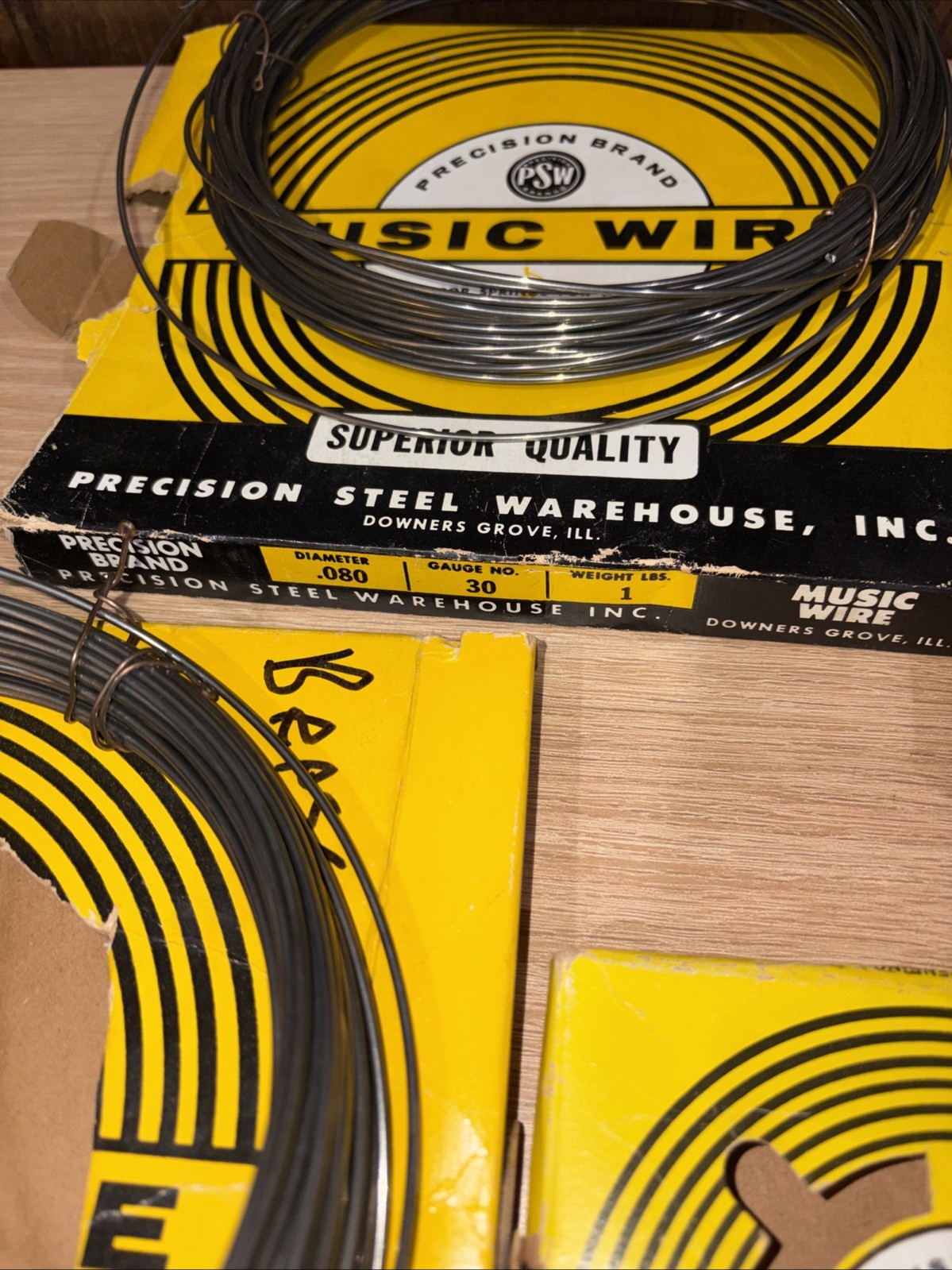 Vtg Music Wire Lot 4 Precision Brand USA .006,0.80,and .090 DIAM READ