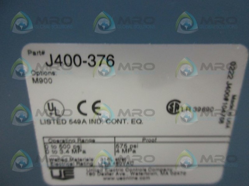 UNITED ELECTRIC J400-376 PRESSURE CONTROLLER NSMP