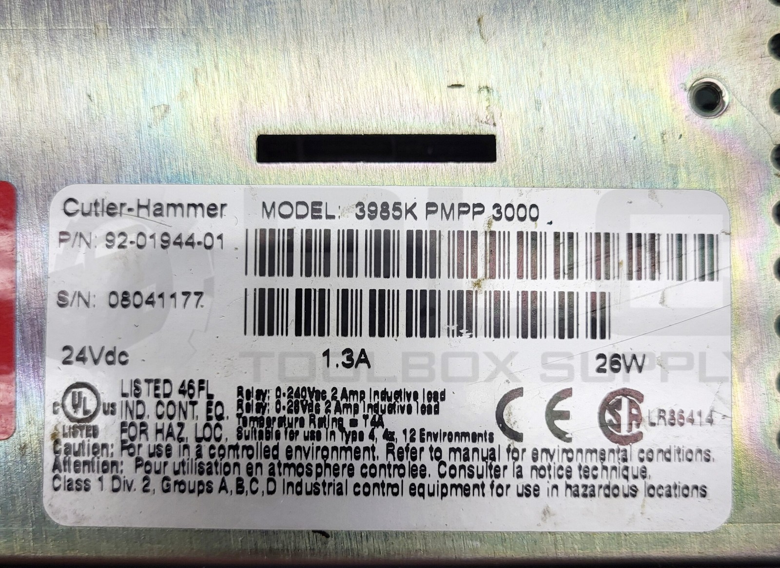 CUTLER HAMMER 3985K PMPP 3000 PANELMATE POWER PRO 92-01944-01 24VDC 1.3A 26W