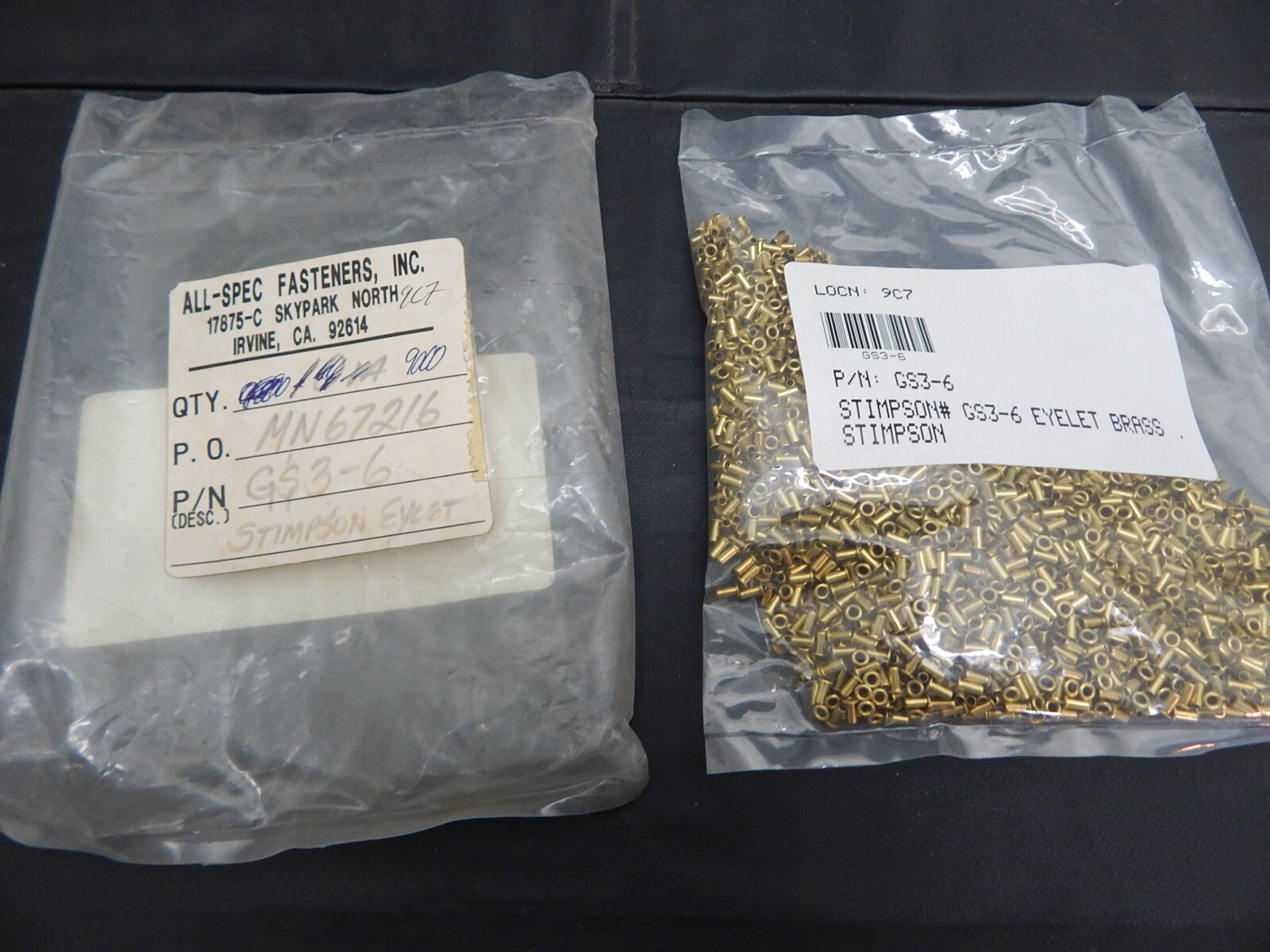 STIMPSON GS3-6 BRASS EYELETT – LOT OF 100 PIECES – USA SELLER FAST SHIPPING