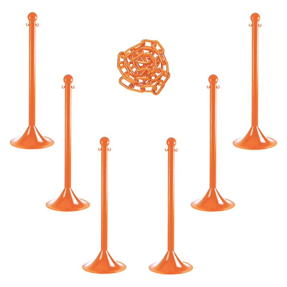 GRAINGER APPROVED 71012-6 Barrier Post Kit,41″ H,Safety Orange 490Z83