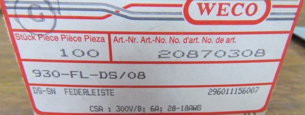 WECO 930-FL-DS/08 Qty of 15 per Lot PLUG PLUG-IN S; Plug; Plug-In Screw; 8; 30