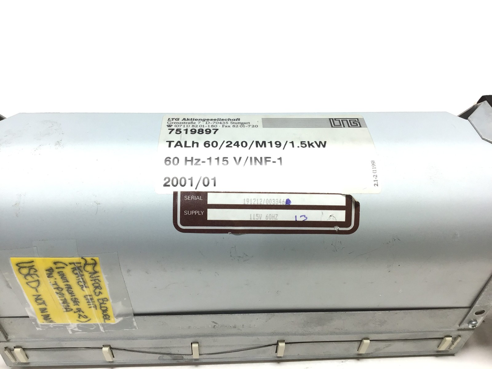 LTG Aktiengesellschaft TALH 60/240/M19/1.5kW Whirlpool Oven Blower Motor
